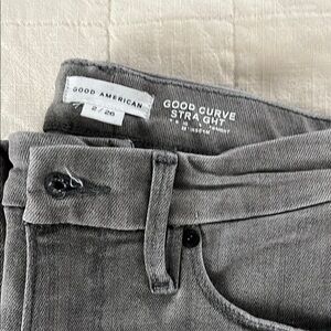 Good American Gray Curve Straight Jeans